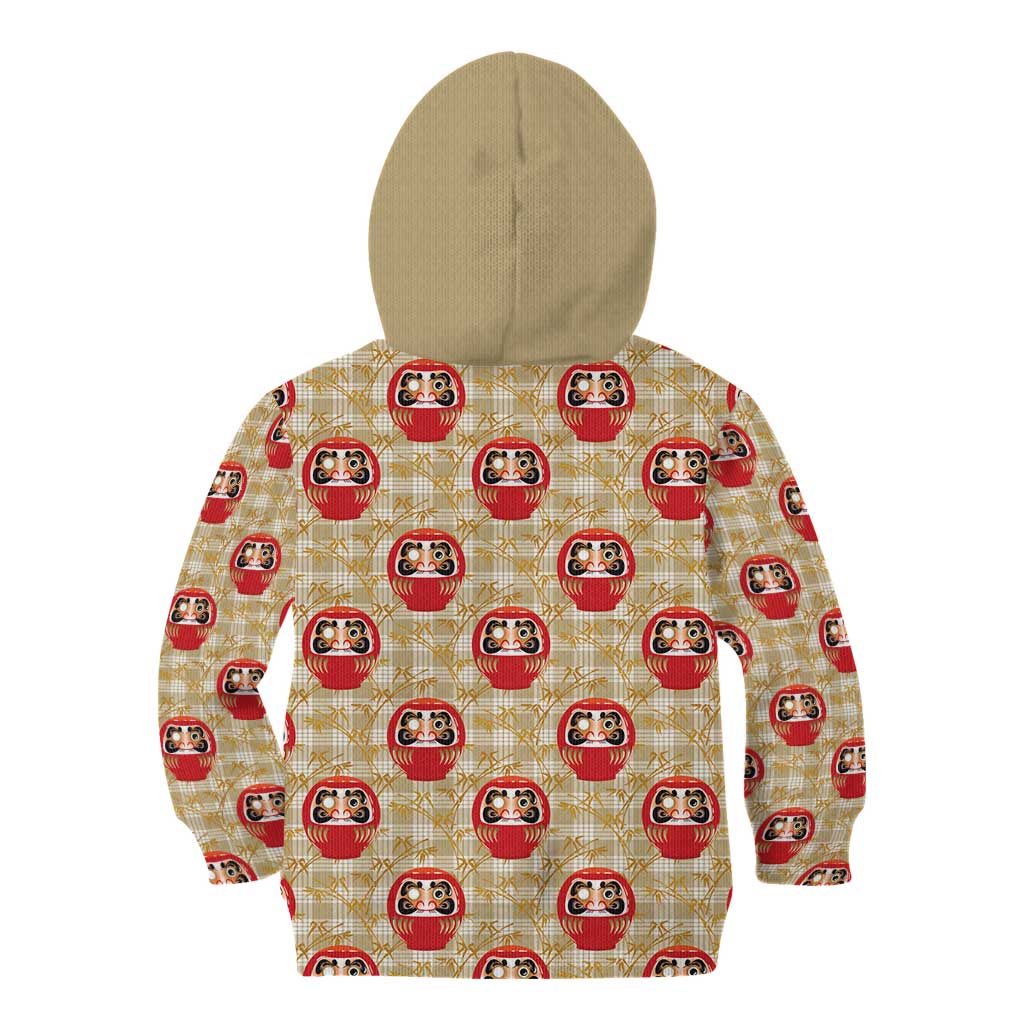 Japanese Daruma Doll Kid Hoodie Palaka With Seamless Bamboo Pattern LT14 - Polynesian Pride