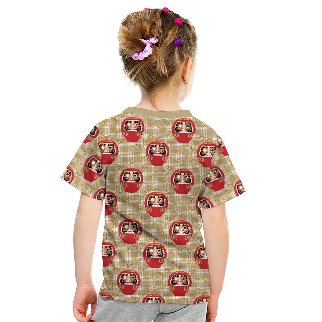 Japanese Daruma Doll Kid T Shirt Palaka With Seamless Bamboo Pattern LT14 - Polynesian Pride