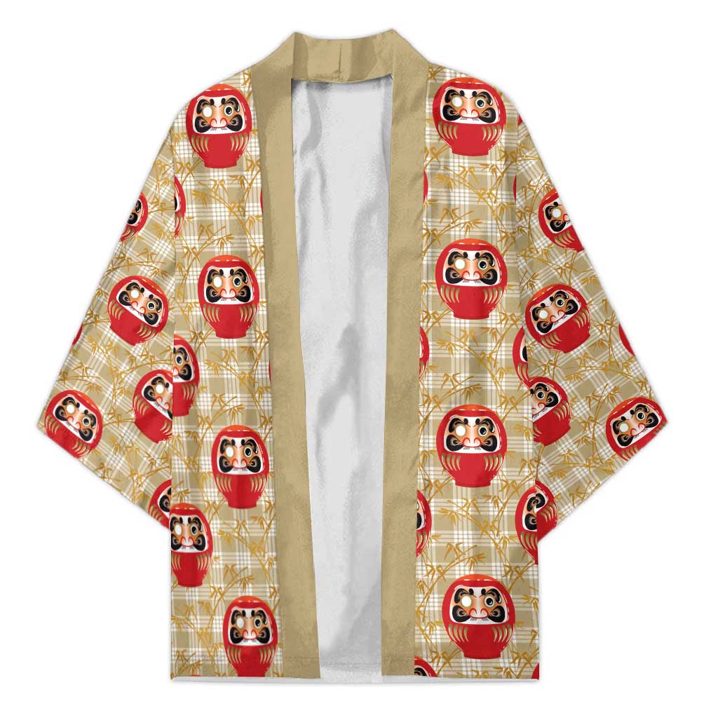Japanese Daruma Doll Kimono Palaka With Seamless Bamboo Pattern LT14 Unisex Beige - Polynesian Pride