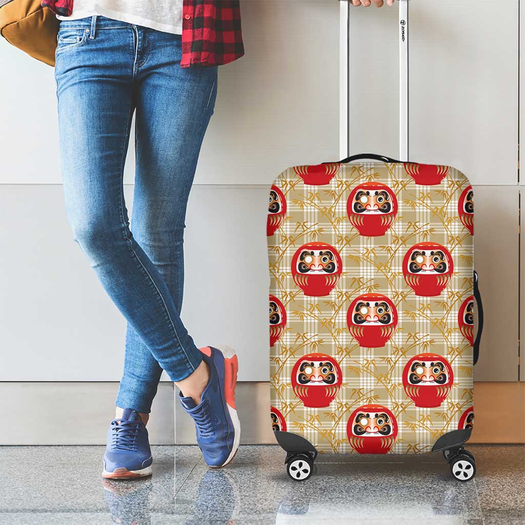 Japanese Daruma Doll Luggage Cover Palaka With Seamless Bamboo Pattern LT14 - Polynesian Pride