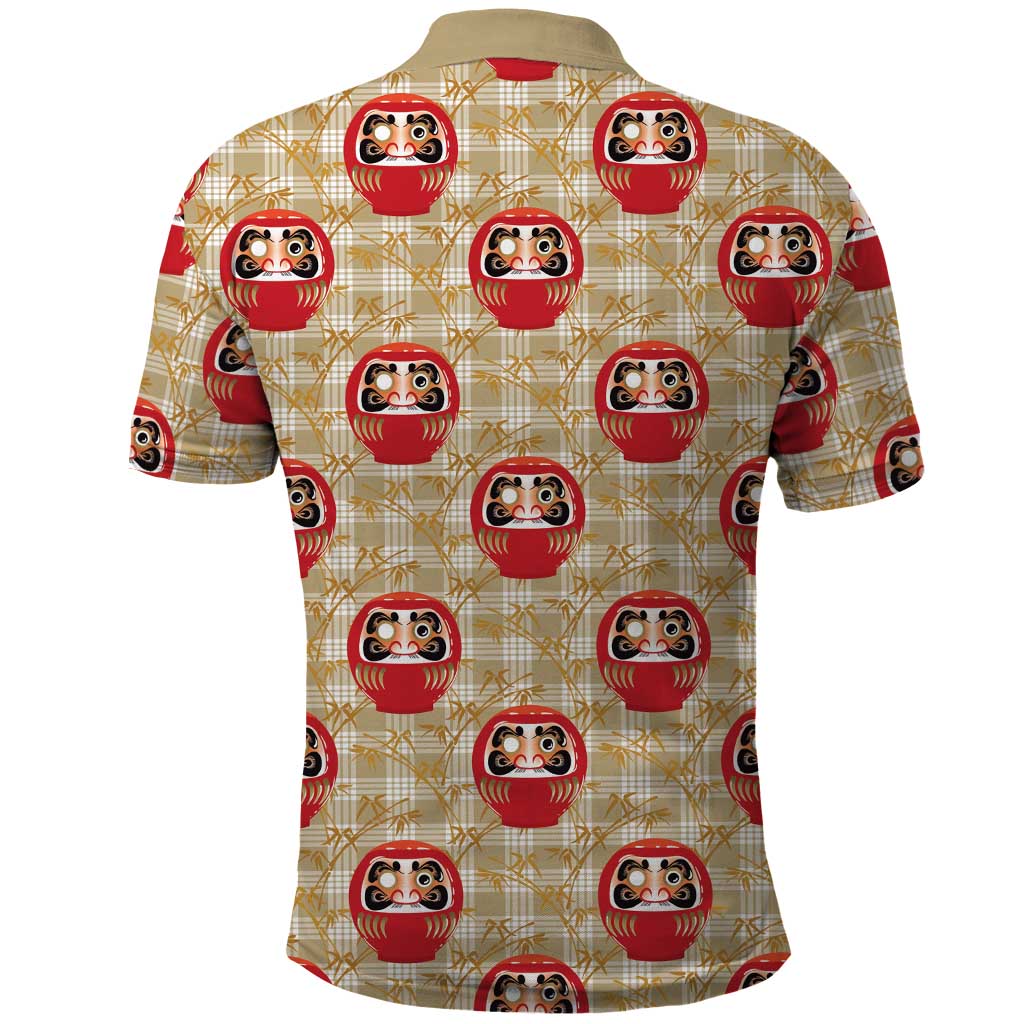 Japanese Daruma Doll Polo Shirt Palaka With Seamless Bamboo Pattern LT14 - Polynesian Pride