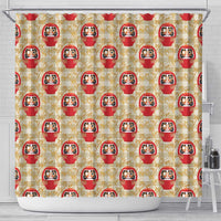 Japanese Daruma Doll Shower Curtain Palaka With Seamless Bamboo Pattern LT14 - Polynesian Pride