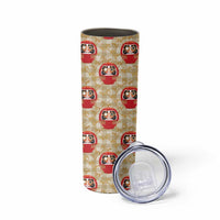 Japanese Daruma Doll Skinny Tumbler Palaka With Seamless Bamboo Pattern LT14 - Polynesian Pride