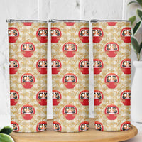 Japanese Daruma Doll Skinny Tumbler Palaka With Seamless Bamboo Pattern LT14 - Polynesian Pride