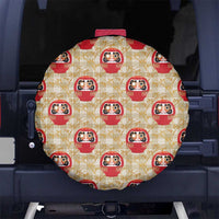 Japanese Daruma Doll Spare Tire Cover Palaka With Seamless Bamboo Pattern LT14 No hole Beige - Polynesian Pride