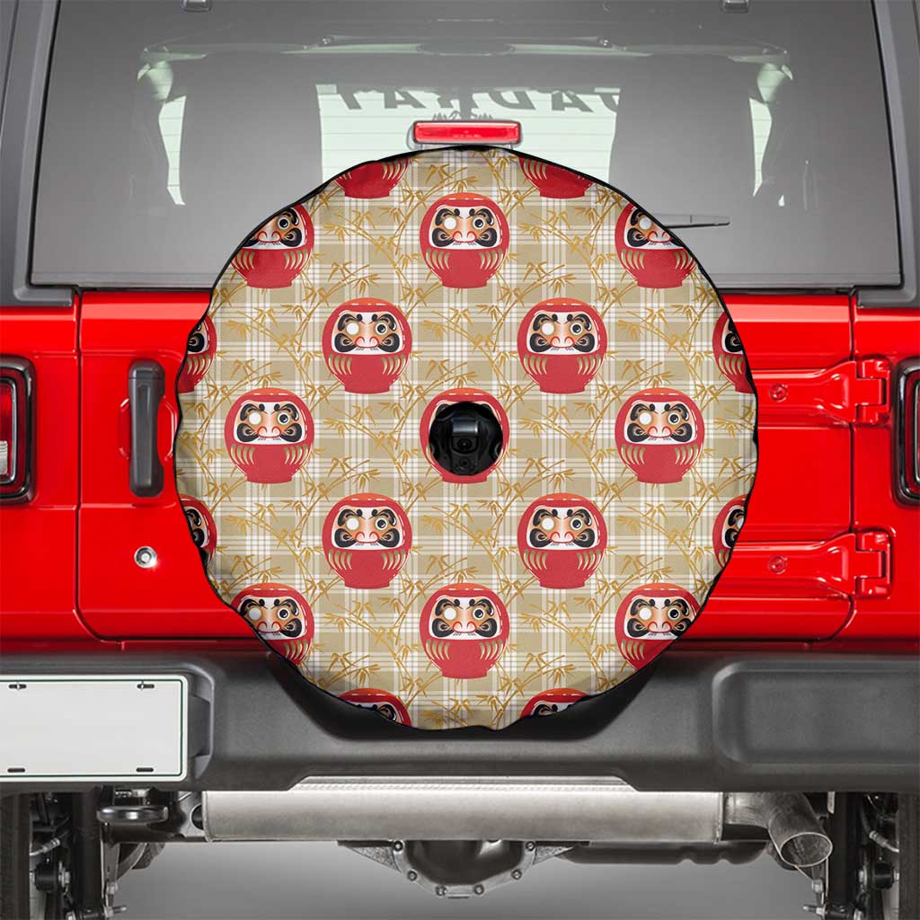 Japanese Daruma Doll Spare Tire Cover Palaka With Seamless Bamboo Pattern LT14 - Polynesian Pride