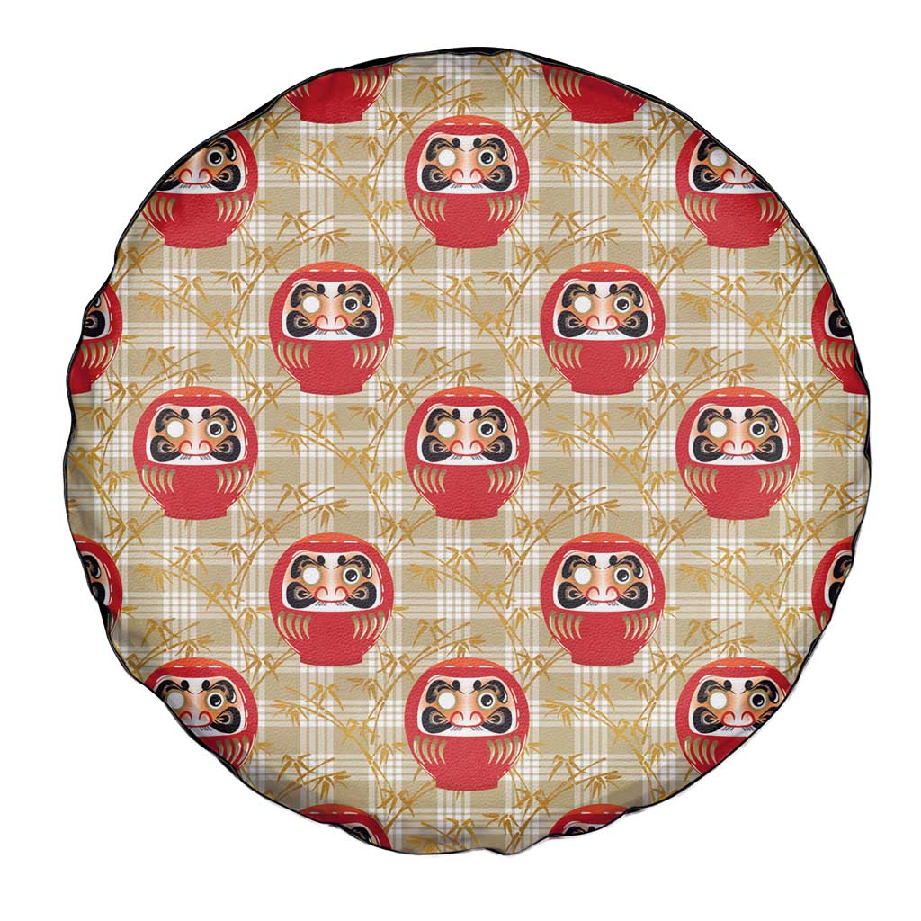 Japanese Daruma Doll Spare Tire Cover Palaka With Seamless Bamboo Pattern LT14 - Polynesian Pride