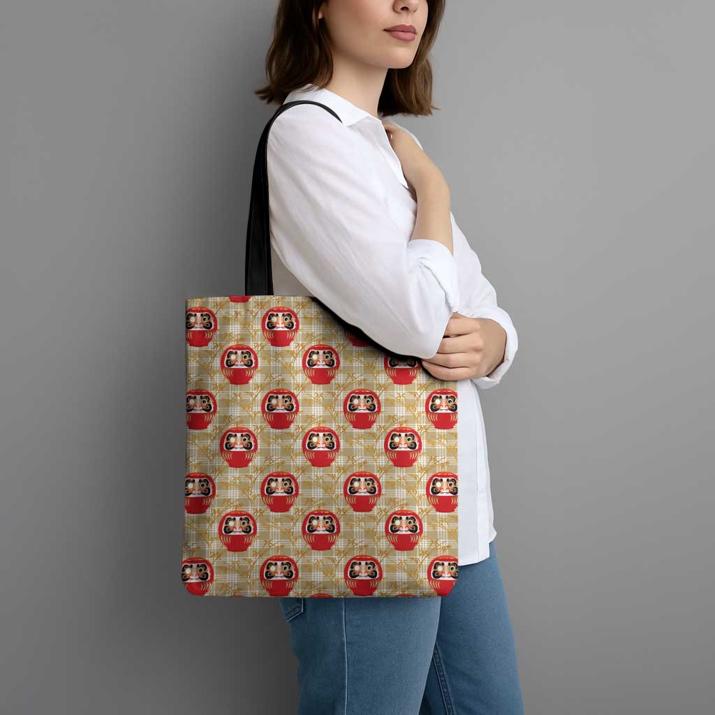 Japanese Daruma Doll Tote Bag Palaka With Seamless Bamboo Pattern LT14 - Polynesian Pride