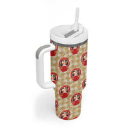 Japanese Daruma Doll Tumbler With Handle Palaka With Seamless Bamboo Pattern - Polynesian Pride