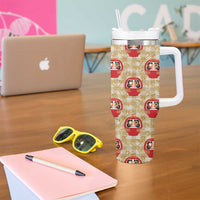 Japanese Daruma Doll Tumbler With Handle Palaka With Seamless Bamboo Pattern - Polynesian Pride