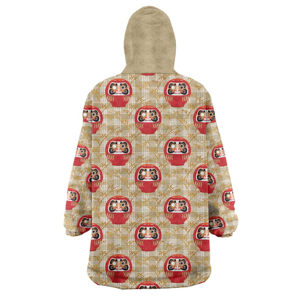 Japanese Daruma Doll Wearable Blanket Hoodie Palaka With Seamless Bamboo Pattern LT14 - Polynesian Pride