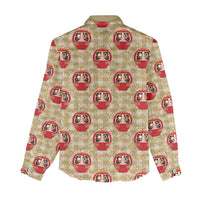 Japanese Daruma Doll Women Casual Shirt Palaka With Seamless Bamboo Pattern LT14 - Polynesian Pride