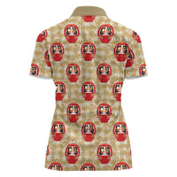 Japanese Daruma Doll Women Polo Shirt Palaka With Seamless Bamboo Pattern LT14 - Polynesian Pride