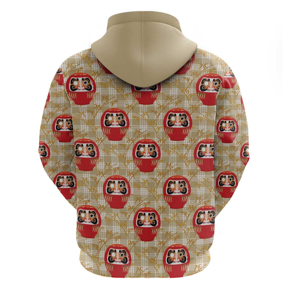 Japanese Daruma Doll Zip Hoodie Palaka With Seamless Bamboo Pattern LT14 - Polynesian Pride