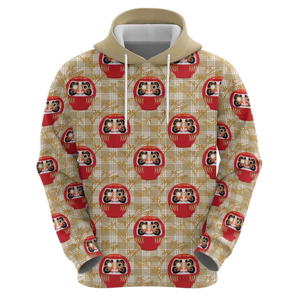 Japanese Daruma Doll Zip Hoodie Palaka With Seamless Bamboo Pattern LT14 - Polynesian Pride