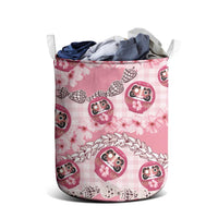 Japanese Daruma Doll Palaka Laundry Basket Cherry Blossoms With Shell Lei LT14 - Polynesian Pride