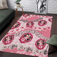 Japanese Daruma Doll Palaka Area Rug Cherry Blossoms With Shell Lei LT14 Pink - Polynesian Pride