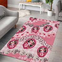 Japanese Daruma Doll Palaka Area Rug Cherry Blossoms With Shell Lei LT14 - Polynesian Pride