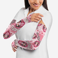 Japanese Daruma Doll Palaka Arm Sleeves Cherry Blossoms With Shell Lei LT14 - Polynesian Pride