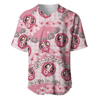 Japanese Daruma Doll Palaka Baseball Jersey Cherry Blossoms With Shell Lei LT14 Pink - Polynesian Pride