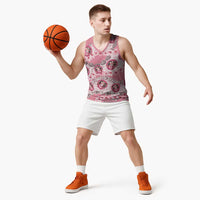 Japanese Daruma Doll Palaka Basketball Jersey Cherry Blossoms With Shell Lei - Polynesian Pride