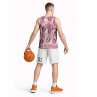 Japanese Daruma Doll Palaka Basketball Jersey Cherry Blossoms With Shell Lei - Polynesian Pride