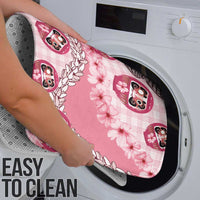 Japanese Daruma Doll Palaka Bathroom Set Cherry Blossoms With Shell Lei - Polynesian Pride