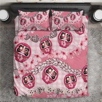 Japanese Daruma Doll Palaka Bedding Set Cherry Blossoms With Shell Lei LT14 Pink - Polynesian Pride