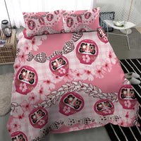 Japanese Daruma Doll Palaka Bedding Set Cherry Blossoms With Shell Lei LT14 - Polynesian Pride