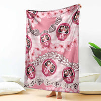 Japanese Daruma Doll Palaka Blanket Cherry Blossoms With Shell Lei LT14 - Polynesian Pride