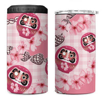 Japanese Daruma Doll Palaka 4 in 1 Can Cooler Tumbler Cherry Blossoms With Shell Lei LT14 One Size: 16 oz Pink - Polynesian Pride