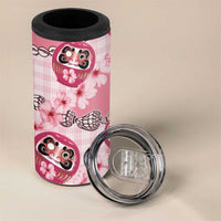 Japanese Daruma Doll Palaka 4 in 1 Can Cooler Tumbler Cherry Blossoms With Shell Lei LT14 - Polynesian Pride