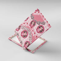 Japanese Daruma Doll Palaka Canvas Wall Art Cherry Blossoms With Shell Lei LT14 With Frame Pink - Polynesian Pride