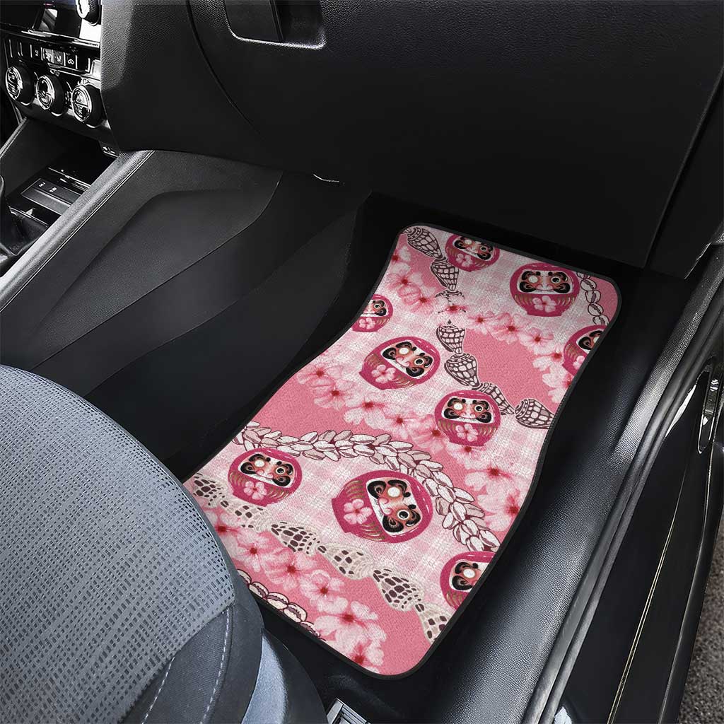 Japanese Daruma Doll Palaka Car Mats Cherry Blossoms With Shell Lei - Polynesian Pride