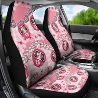 Japanese Daruma Doll Palaka Car Seat Cover Cherry Blossoms With Shell Lei LT14 - Polynesian Pride