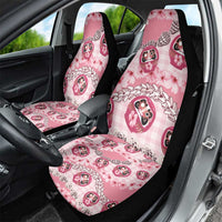 Japanese Daruma Doll Palaka Car Seat Cover Cherry Blossoms With Shell Lei LT14 - Polynesian Pride