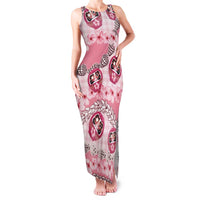 Japanese Daruma Doll Palaka Family Matching Tank Maxi Dress and Hawaiian Shirt Cherry Blossoms With Shell Lei - Polynesian Pride