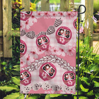 Japanese Daruma Doll Palaka Garden Flag Cherry Blossoms With Shell Lei LT14 Garden Flag Pink - Polynesian Pride