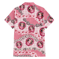 Japanese Daruma Doll Palaka Hawaiian Shirt Cherry Blossoms With Shell Lei LT14 - Polynesian Pride