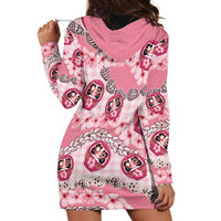 Japanese Daruma Doll Palaka Hoodie Dress Cherry Blossoms With Shell Lei LT14 - Polynesian Pride