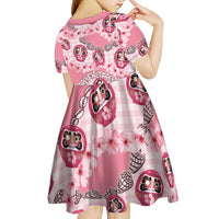 Japanese Daruma Doll Palaka Kid Short Sleeve Dress Cherry Blossoms With Shell Lei LT14 - Polynesian Pride