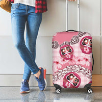 Japanese Daruma Doll Palaka Luggage Cover Cherry Blossoms With Shell Lei LT14 - Polynesian Pride