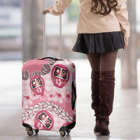 Japanese Daruma Doll Palaka Luggage Cover Cherry Blossoms With Shell Lei LT14 - Polynesian Pride