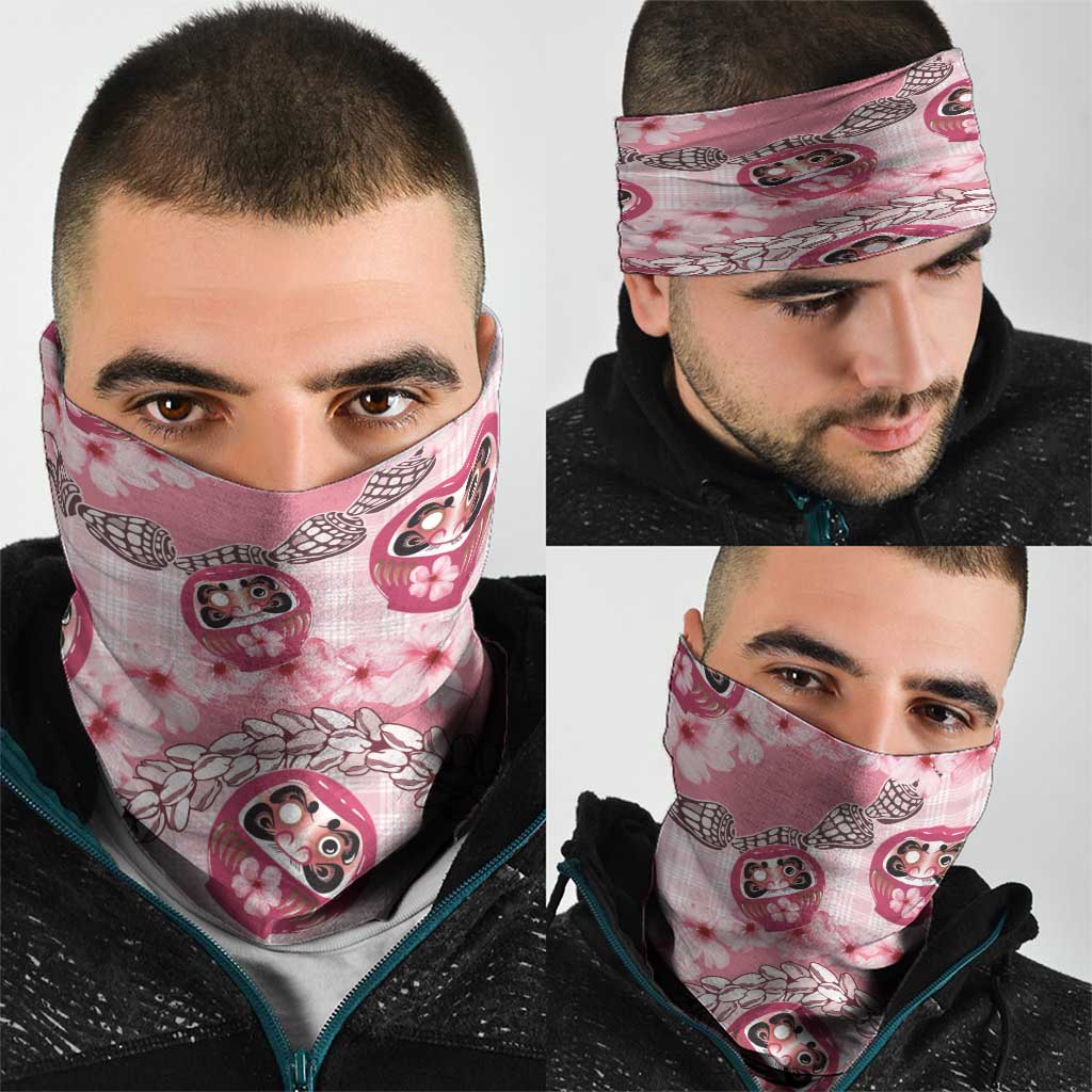 Japanese Daruma Doll Palaka Neck Gaiter Cherry Blossoms With Shell Lei LT14 - Polynesian Pride