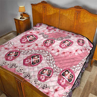 Japanese Daruma Doll Palaka Quilt Cherry Blossoms With Shell Lei - Polynesian Pride