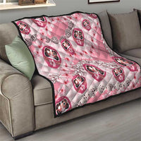 Japanese Daruma Doll Palaka Quilt Cherry Blossoms With Shell Lei - Polynesian Pride