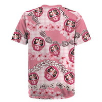 Japanese Daruma Doll Palaka Rugby Jersey Cherry Blossoms With Shell Lei LT14 - Polynesian Pride