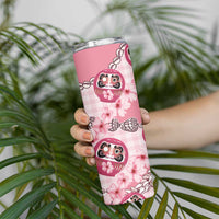 Japanese Daruma Doll Palaka Skinny Tumbler Cherry Blossoms With Shell Lei LT14 - Polynesian Pride