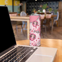 Japanese Daruma Doll Palaka Skinny Tumbler Cherry Blossoms With Shell Lei LT14 - Polynesian Pride
