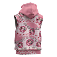 Japanese Daruma Doll Palaka Sleeveless Hoodie Cherry Blossoms With Shell Lei LT14 - Polynesian Pride